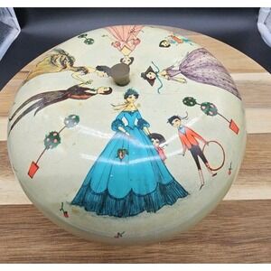 Vintage Art Deco Tin With Lid Ladies Dressed In Gowns Vanity Powder Box